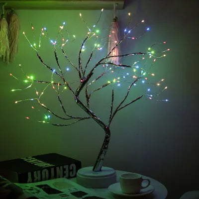 LED Night Light Mini Christmas Tree Copper Wire Garland Lamp For Kids