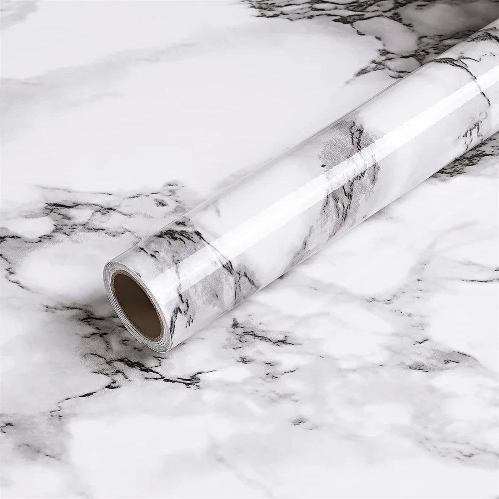Solid Wallpaper Vinyl Marble Wall Stickers Waterproof Contact