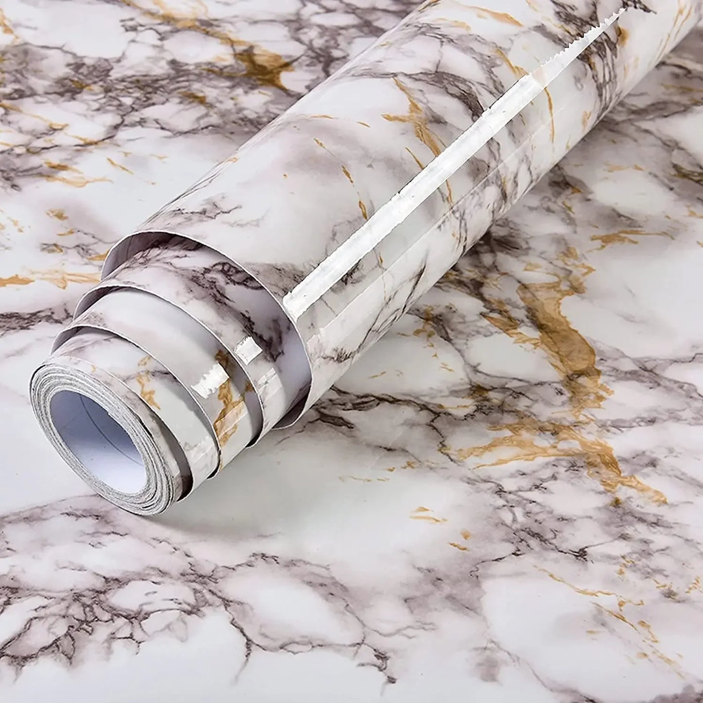 Solid Wallpaper Vinyl Marble Wall Stickers Waterproof Contact