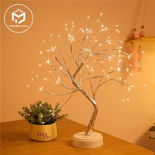 LED Night Light Mini Christmas Tree Copper Wire Garland Lamp For Kids