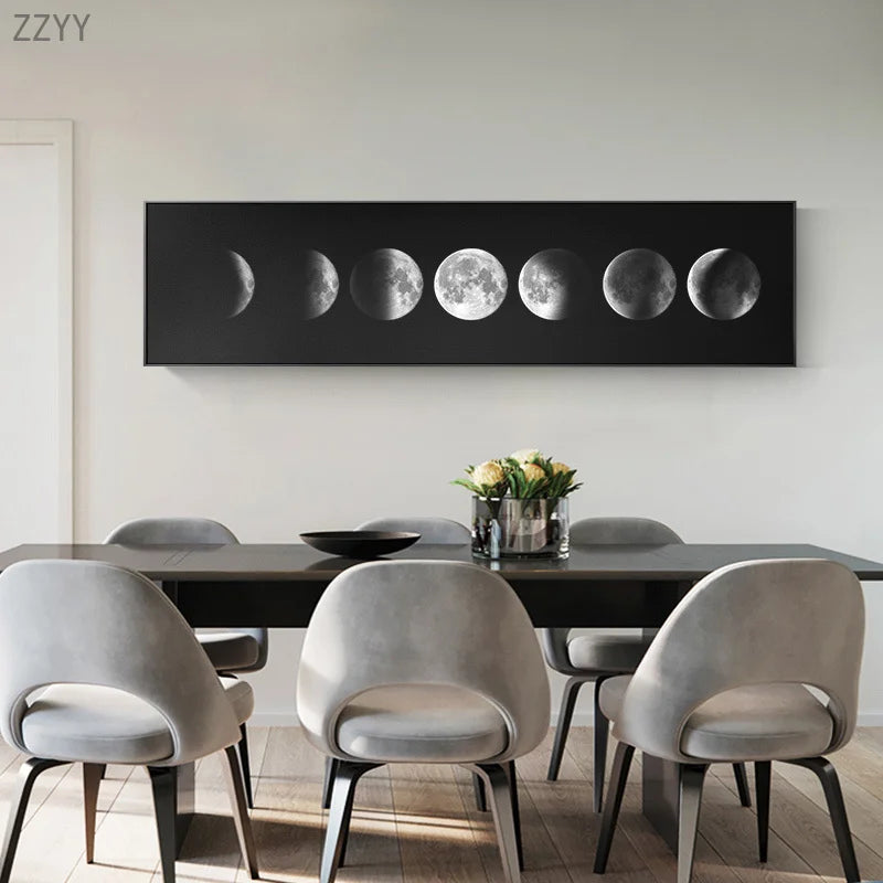 Modern Light Luxury Black Golden Moon Planet Canvas Painting Posters Nordic