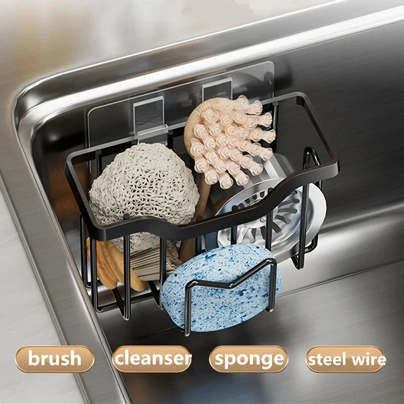 Sponge Holder for Kitchen Sink Movable Brush Holder Dish Cloth Hanger