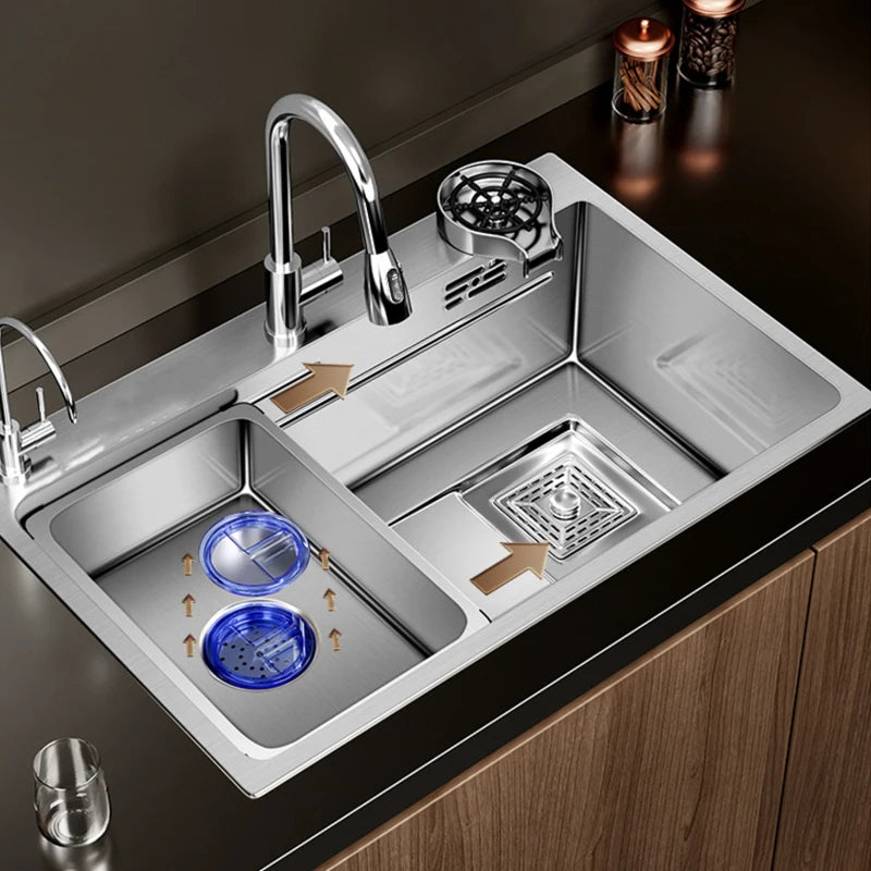 Multiple Size Nano 304 stainless steel kitchen sink large single-slot washbasin Bowl