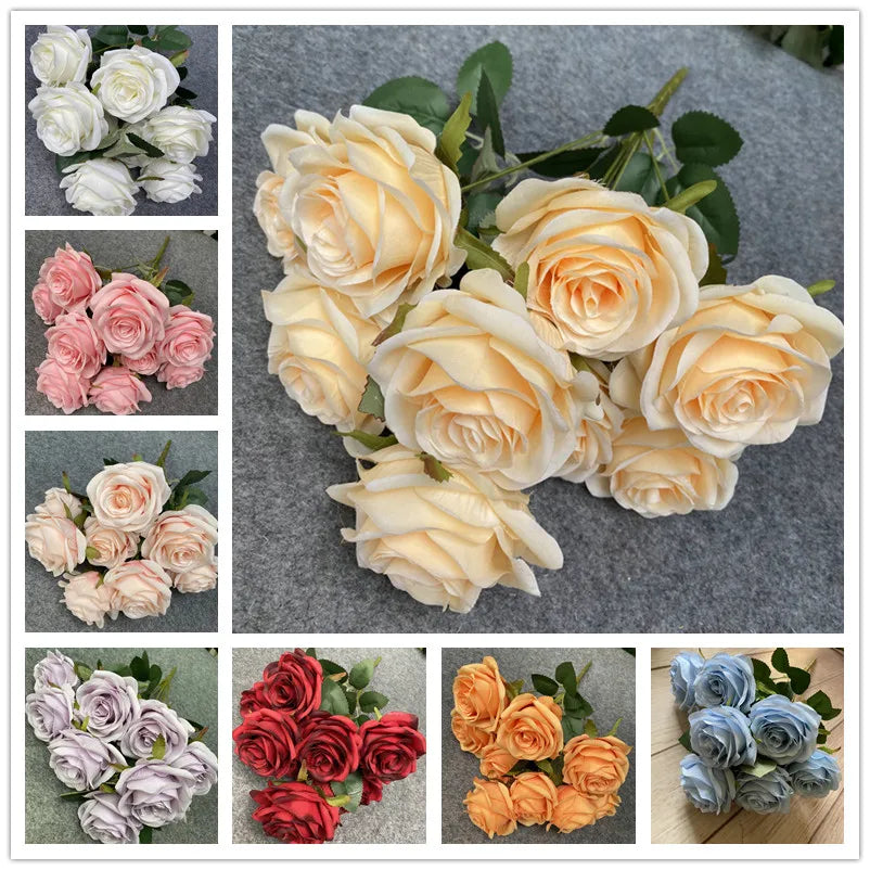 Home Garden Decoration Simulation Silk Rose Bouquet