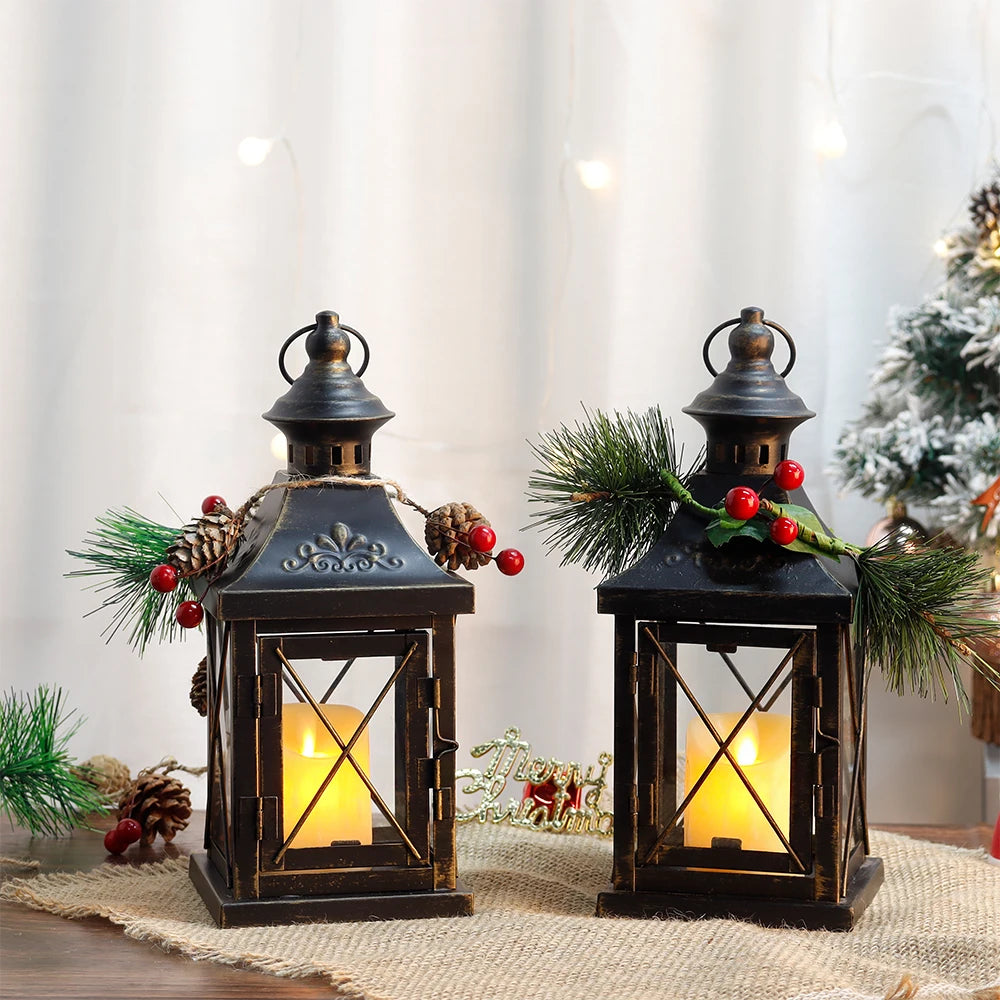 Black Retro Candle Lanterns Hanging Lantern for Bedroom Living Room