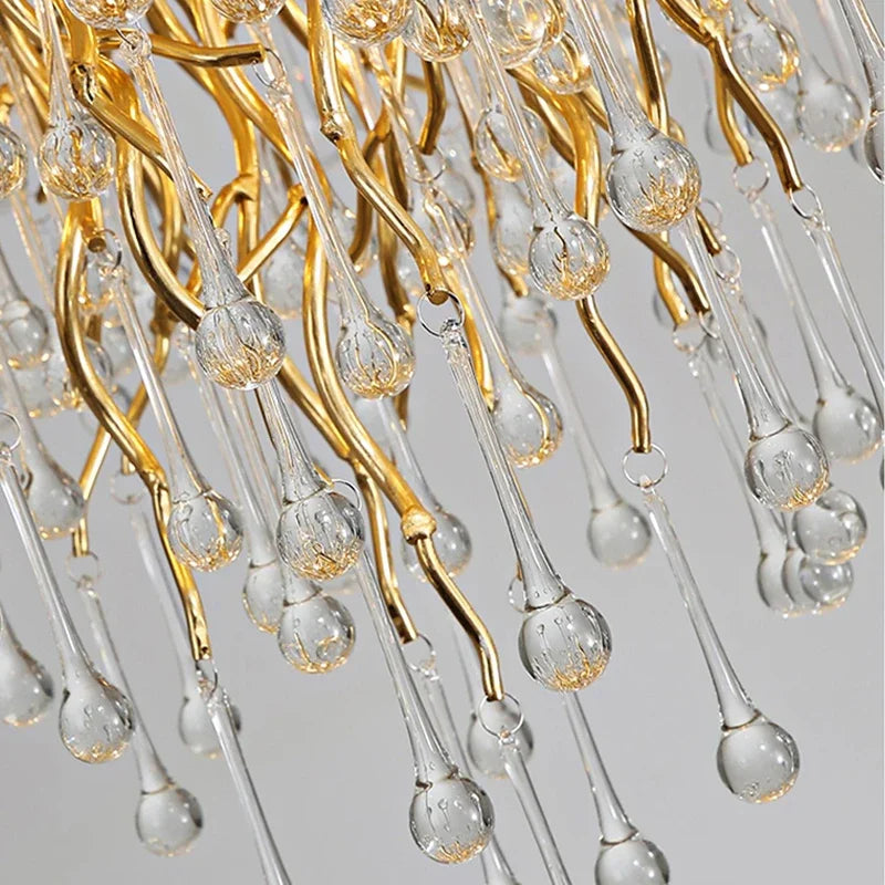 Modern light luxury branch-shaped golden crystal ceiling chandelier