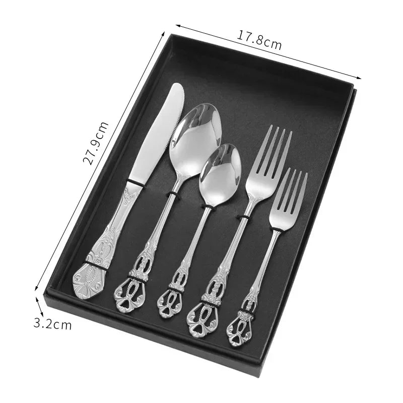 Golden Stainless Steel Cutlery Set Luxury Complete Dinnerware Set