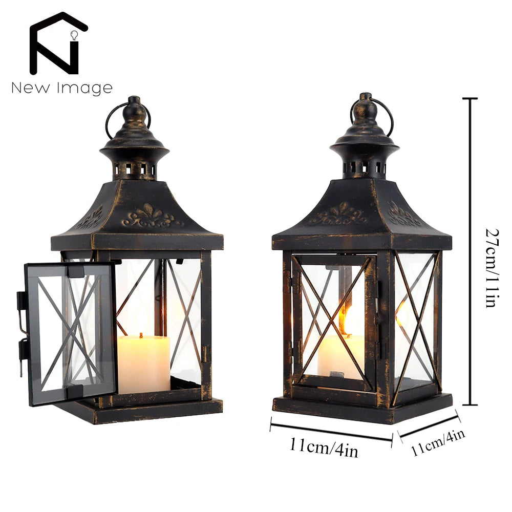 Black Retro Candle Lanterns Hanging Lantern for Bedroom Living Room