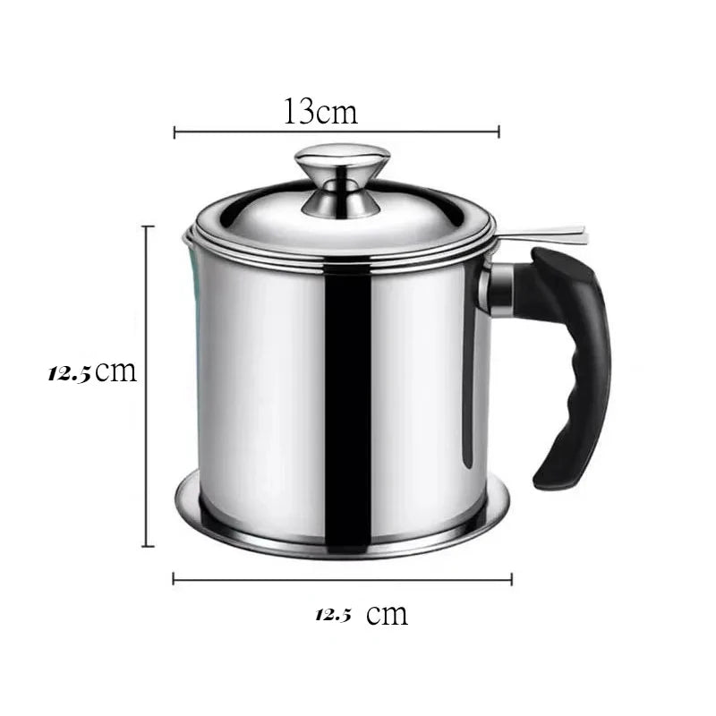 Stainless Steel Household Oil Filter Pot Lard Strainer Tank Container