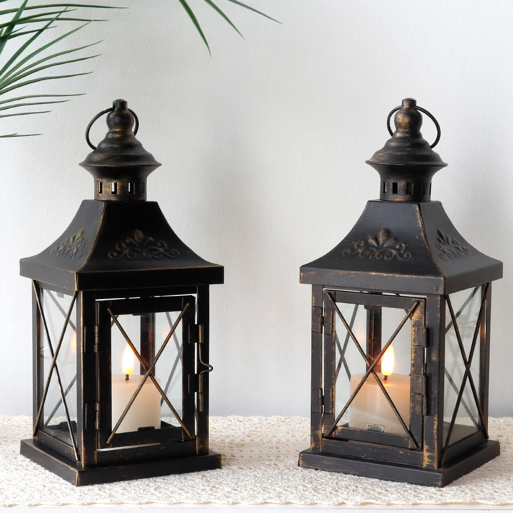 Black Retro Candle Lanterns Hanging Lantern for Bedroom Living Room