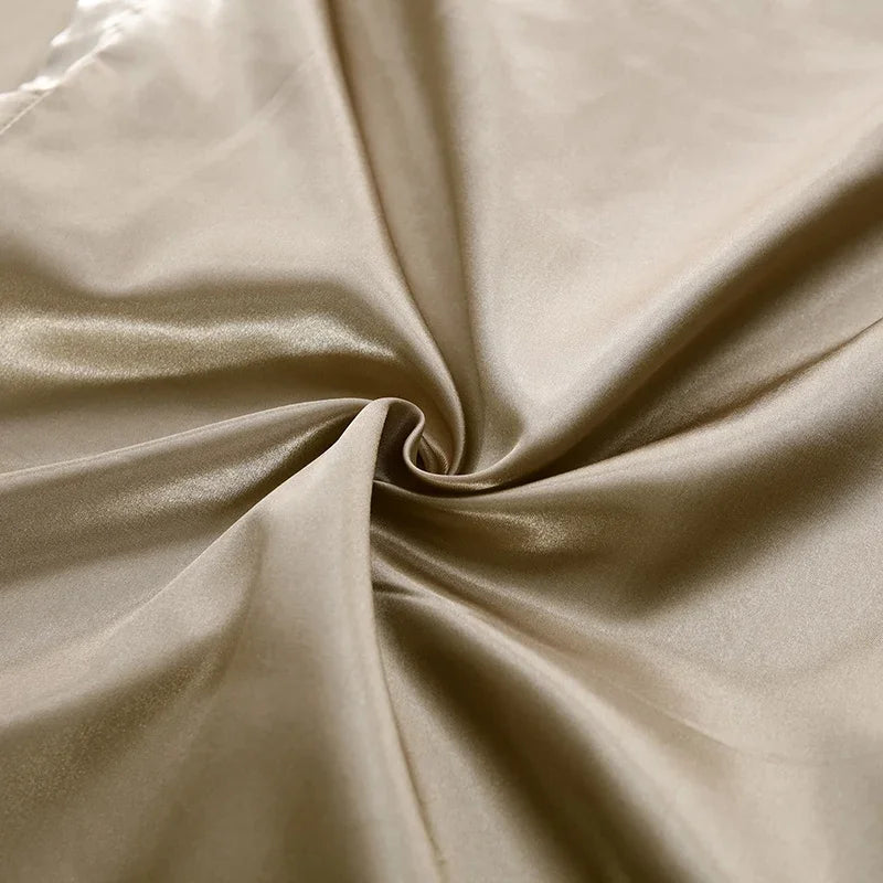 Bed Sheet Pillowcase Luxury Satin Bedsheet Solid Color Double Single