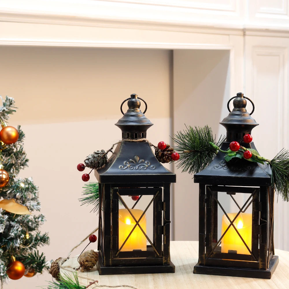 Black Retro Candle Lanterns Hanging Lantern for Bedroom Living Room