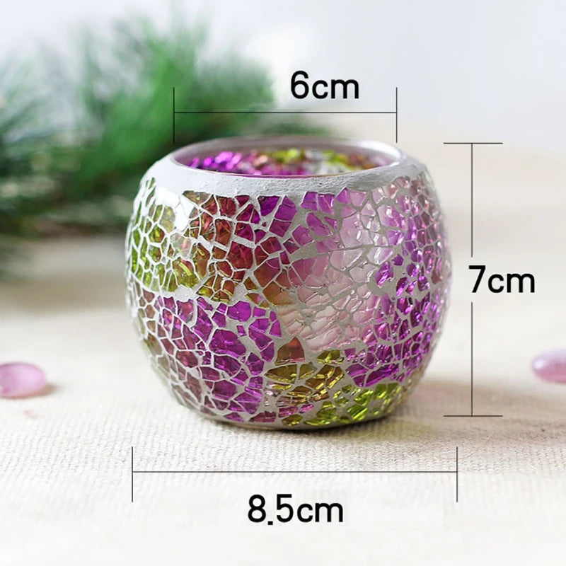 Moroccan Mosaic Glass Candlestick Votive Candle Colorful Candle Holder