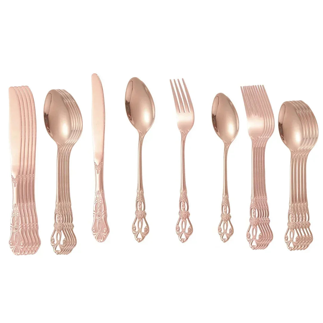 Golden Stainless Steel Cutlery Set Luxury Complete Dinnerware Set