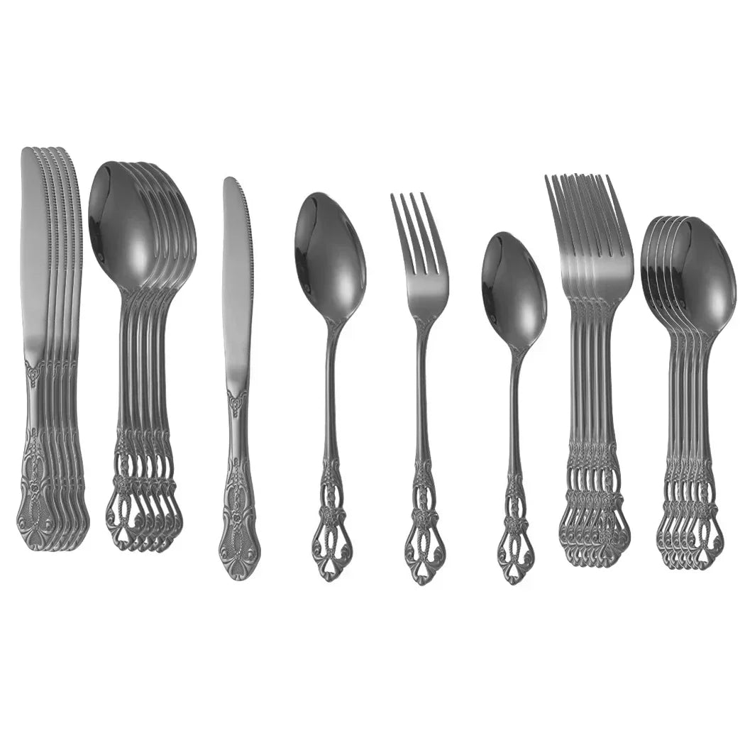 Complete Dinnerware Set Golden Stainless Steel Cutlery Set Luxury Complete Dinnerware Set – My ...