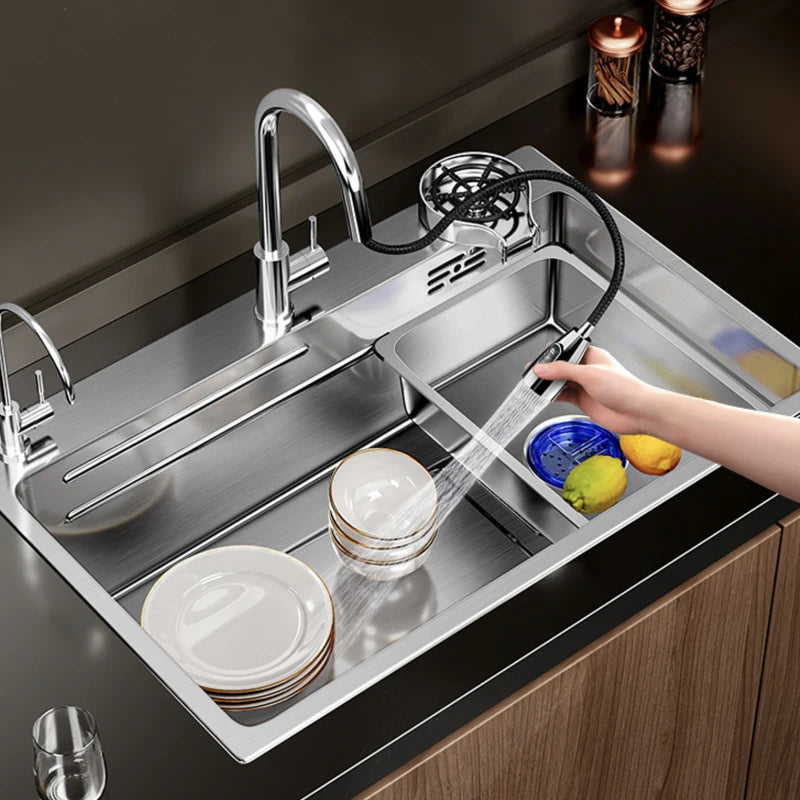 Multiple Size Nano 304 stainless steel kitchen sink large single-slot washbasin Bowl